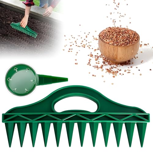2er Set Sämaschine Pflanzhilfe Mit 12 Löchern,Sämaschine,Aussaathilfe,Bodenlockern,Sämaschine Garten,Garten Handpflanzer Säwerkzeug Für Gartenbau Aussaat,Eltern Kind Gartenerfahrung von SOGHO