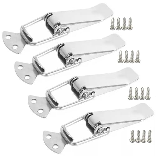 4 Pcs Spannverschluss,Kistenverschluss,Spannverschluss Edelstahl,Schnappverschluss,Mit Schrauben 16 Stück, Hebelverschluss, Kistenverschluss, Kappenschloss Für Toolbox Schublade Truhe Case Box Schrank von SOGHO