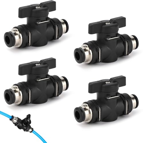 4 Stück Pneumatik Steckverbinder,Druckluft Steckverbinder,Druckluft Steckverbinde,Pneumatik,Pneumatischer Kugelhahn,Pneumatik Ventil,Zum Verbinden, Steuern Von Pneumatikschläuchen (6 Mm) von SOGHO