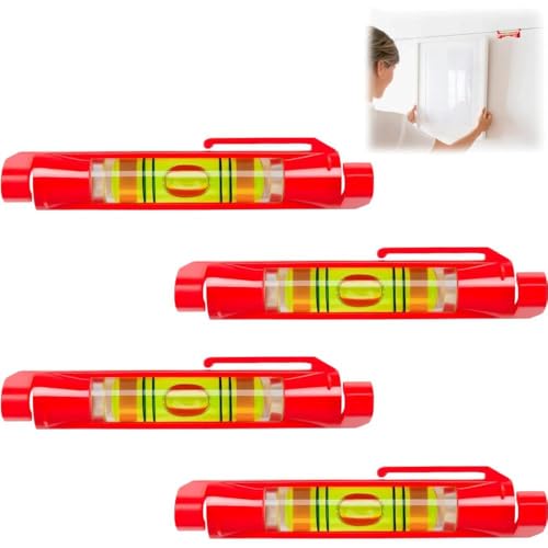4 Stück Schnurwasserwaage,Mini Wasserwaage,Wasserwaage Schnur,Richtschnur Set,75mm Schnurwaage,Schnurwasserwaage Profi,Geeignet Für Mauerwerk, Klempner, Abflüsse Und Fliesen (Rot) von SOGHO