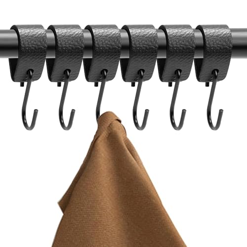 Haken Für Kleiderstange,6 Stück S Haken Schwarz,Haken Mit Lederschlaufe,S Haken,Haken Zum Einhängen,Kleiderhaken Schwarz,Haken Kleiderstange,Für Einhängen,Kleiderhaken Für Garderobe Und Camping Haken Für Kleiderstange,6 Stück S Haken Schwarz,Haken Mit Lederschlaufe,S Haken,Haken Zum Einhängen,Kleiderhaken Schwarz,Haken Kleiderstange,Für Einhängen,Kleiderhaken Für Garderobe Und Camping von SOGHO