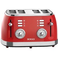 SOGO Human Technology 4-Scheiben-Toaster Kontrollleuchte, Toastfunktion Rot (metallic) von SOGO Human Technology