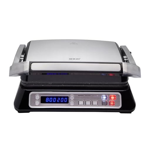 SOGO Digitaler Grillplatte - 4 Rebanadas - 2000 W Metall, Schwarz, Klassisch SOGO Digitaler Grillplatte - 4 Rebanadas - 2000 W Metall, Schwarz, Klassisch von SOGO