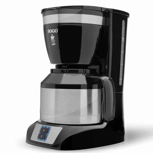 SOGO Kaffeemaschine für 10 Tassen 800 Watt 1 Liter Kaffee ss-5660 schwarz/silber von SOGO