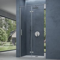 Doporro® Nischentür Duschabtrennung 90x195 cm Duschtür mit Falttür 8mm ESG-Sicherheitsglas Klarglas Duschwand schwarz inkl. Nano-Beschichtung von SOGOOD