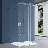 Doporro U-Form Duschkabine Ravenna17-2 75x140x195cm Duschabtrennung mit Schiebetür ESG-Sicherheitsglas Klarglas 4-Punktbefestigung inkl. beidseitiger von SOGOOD