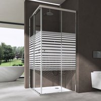 doporro® Duschkabine 70x70cm Eckeinstieg Schiebetür Duschabtrennung Milchglas Streifen Eckdusche ESG Glas Höhe 190cm Ravenna16MS plus von SOGOOD