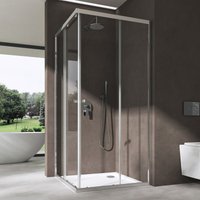 doporro® Eckeinstieg Duschkabine Schiebetür 80x120cm Duschabtrennung Inklusive. Duschwanne Klarglas Eckdusche 6mm ESG Glas Höhe 190cm Ravenna16K plus von SOGOOD
