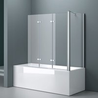 doporro Duschwand für Badewanne Badewannenaufsatz 70x130x140cm Duschabtrennung 6mm ESG-Sicherheitsglas inkl. NANO-Beschichtung Badewannenfaltwand von SOGOOD