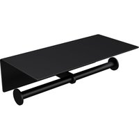 doporro WC-Papierhalter doppelt Schwarz matt aus Edelstahl Papierrollenhalter mit Ablage Wandmontage von SOGOOD
