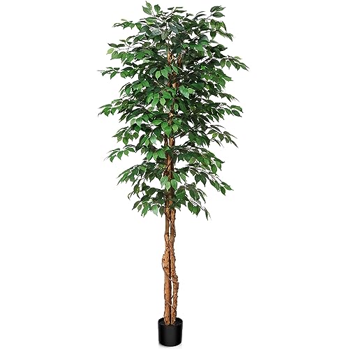 SOGUYI 210 cm Kunstpflanze Ficusbaum - Kunstpflanzen wie echt mit Stamm aus Naturholz, Große Künstliche Pflanzen für Büro, Zuhause, Innen- und Außendekoration, 1 Packung von SOGUYI