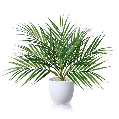 SOGUYI Kunstpflanze 40cm Künstliche Pflanzen im Topf Für Indoor Decor Kunstpflanze Areca Palm Home Schreibtisch Badezimmer Schlafzimmer Wohnzimmer Dekoration(1 Pack) von SOGUYI