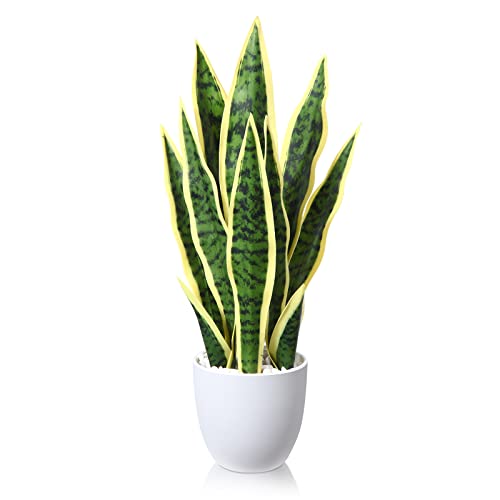 SOGUYI Kunstpflanze 40cm Künstliche Pflanzen im Topf Für Indoor Decor Kunstpflanze Sansevieria Home Schreibtisch Badezimmer Schlafzimmer Wohnzimmer Dekoration(1 Pack) von SOGUYI