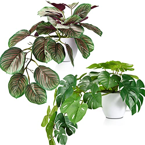 SOGUYI Kunstpflanze 45cm Künstliche Pflanzen im Topf Für Indoor Decor Home Schreibtisch Badezimmer Schlafzimmer Wohnzimmer Dekoration(2 Pack) von SOGUYI