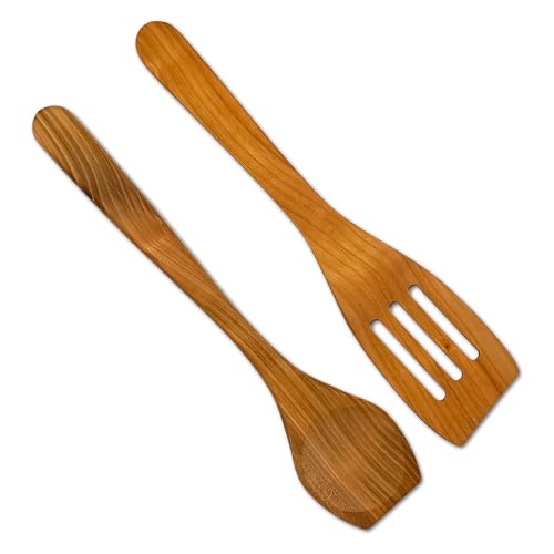 SOHFA Pfannenwender Holz 2er Set aus Kirschholz 30cm | Küchenutensilien made in europe | praktisches Wender Set aus zwei Utensilien von SOHFA