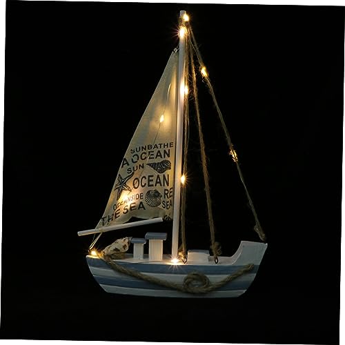 SOIMISS 1 Stück Led-segelboot- Schmücken Segelboot-Dekoration Ästhetisch Segelboot-nachtlicht Zieryacht Seemannsdekoration Am Meer Rustikal Stranddekor Nautische Ornamente Weiß Bambus von SOIMISS