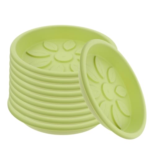 SOIMISS 10 Stück Runde Pflanzentopf Untersetzer Robustem PP Kunststoff Wasserdichtes Pflanzenschale mit Kreativem Blattmuster Wasserauffangtablett für Garten und Innenbereich Verhindert von SOIMISS