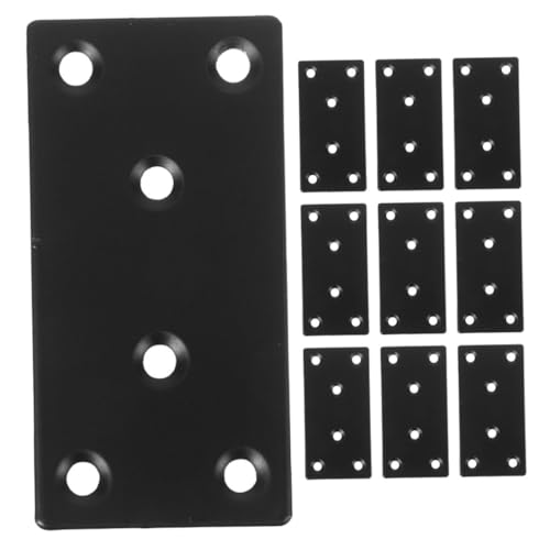 SOIMISS 10 Stück Teiliges Flache Metallwinkel Schwarze Verbindungselemente für Holz Möbel Zäune Bücherregale Robuste Montageplatten mit Löchern für Einfache Installation und Langlebige von SOIMISS