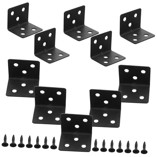 SOIMISS 10 Stück Teiliges Schwerlast aus Dickem Schwarzem Stahl mit Löchern Eckwinkel für Holzregale Möbel und Küchenecken Schrauben für Stabile Montage von SOIMISS