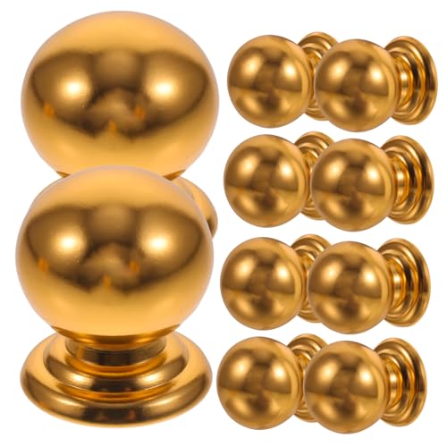 SOIMISS 10 Teiliges Runde Metallgriffe Aluminium Mattgoldene Schrankknöpfe Langlebige Rostfreie Möbelknöpfe für Kommode Küchenschrank Kleiderschrank Einfache Montage Modernes Design von SOIMISS