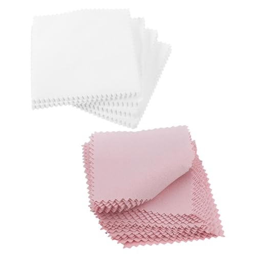 SOIMISS 100 Stück Teiliges Schmuckreinigungstuch aus Rosa und Weiß Sanftes Poliertuch für Gold Silber schmuck Wiederverwendbar Schonende Reinigung und Pflege für Uhren und Münzen von SOIMISS
