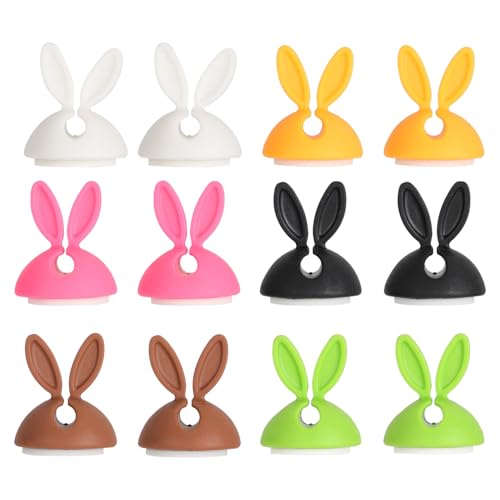 SOIMISS 12 Stück Teiliges Silikon Kabelhalter mit Niedlichen Bunny Clips Kreativer und Praktischer Kabel Organizer für Büro und Zuhause Bunte Kabelclips zur Effektiven Kabelverwaltung von von SOIMISS