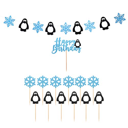 SOIMISS 14 Stück Pinguin Schneeflocke Girlande Weihnachten Banner mit Weihnachten Cupcake Topper Wüste Picks für Geburtstag Hochzeit Weihnachtsfeier Dekoration Lieferungen von SOIMISS