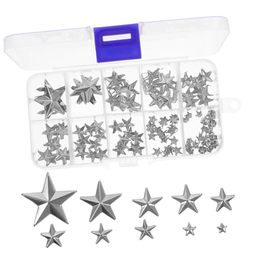 SOIMISS 150 Stück Metall Nieten in Sternform DIY Lederhandwerk Zubehör Silberne Ziernieten für Schuhe Taschen und Kleidung Einfache Montage Vintage Retro Stil Vielseitig Einsetzbar von SOIMISS