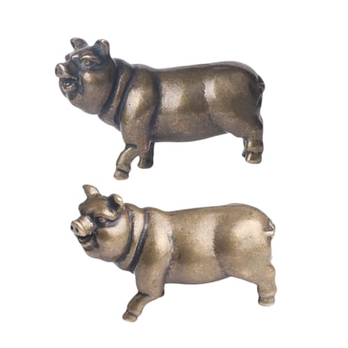 SOIMISS 2 STÜCK Kreative Kleine Messing Schweinchen Figuren Stabile Retro Tischdekoration Fein Gearbeitete Desktop Ornamente Langlebige Indoor Brass Adornments für Büro und Zuhause von SOIMISS