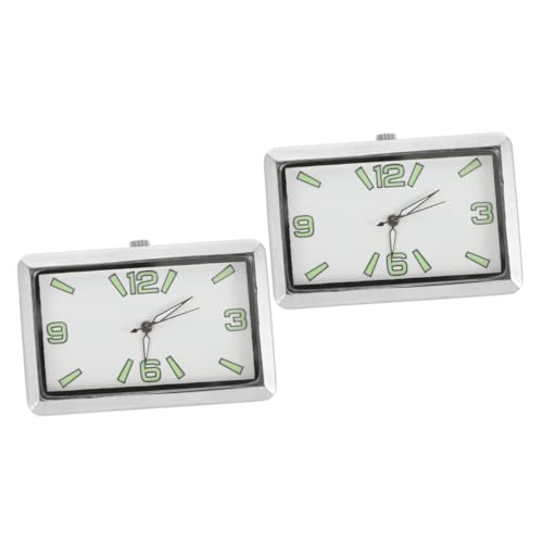 SOIMISS 2 Stück Auto Uhr Thermometer Funkwanduhr Uhren Digitale Wanduhr Uhrzeiger Kleine Digitaluhr Badezimmer Uhr Clip-uhr Gartenuhr Kleine Analoge Uhr Auto Dash Uhr Silver Legierung von SOIMISS