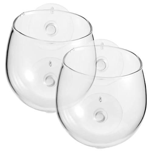 SOIMISS 2 Stück Hochborosilikat Glas Aquarienpflanzenhalter mit Saugnäpfen Transparenter Aquatic Plant Cup mit Belüftung für Bessere Sauerstoffzirkulation Stabile Befestigung für Aquarium von SOIMISS