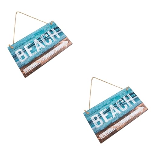 SOIMISS 2 Stück Holzschild Stranddekoration Hängendes Sommer Schild aus Hochwertigem Holz für Wohnzimmer und Garten Rustikale Wanddekoration Langlebig und von SOIMISS