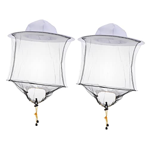 SOIMISS 2 Stück Imkerhut mit Schleier Polycotton Bienenschutz Hut mit Moskitonetz für Angeln Wandern und Outdoor Aktivitäten Weiß von SOIMISS