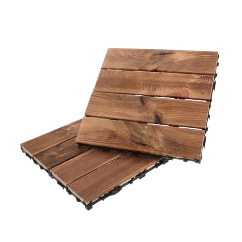 SOIMISS 2 Stück Interlocking Holzfliesen für Garten Witterungsbeständig für Terrasse und Poolbereich Natürliche Einfache von SOIMISS