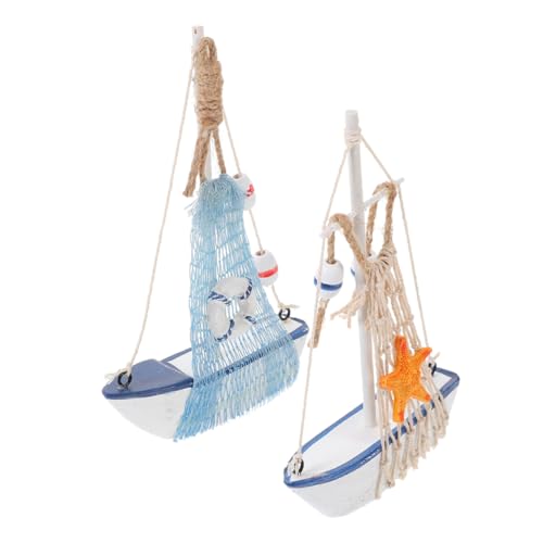 SOIMISS 2 Stück Mediterranes Holz Segelboot Modell Miniatur Dekoration Schreibtisch Ornament Kunstvoll Gestaltetes Handgefertigtes Segelschiff für Büro und Wohnraum von SOIMISS