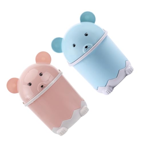 SOIMISS 2 Stück Mini Tischmülleimer mit Klappdeckel Cartoon Desktop Abfallbehälter Kompakt Geruchsisolierend für Bad Küche Büro Farben Modern und Blau von SOIMISS