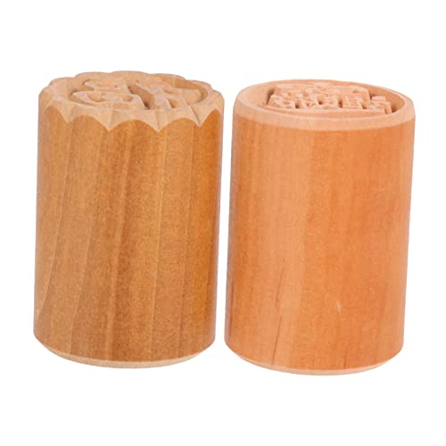 SOIMISS 2 Stück Mondkuchen Stempel aus Holz Kekspresse für Selbstgemacht Backen Traditionelle Chinesische Kuchenform mit Lebensmittelmuster für Mondfest und Backprojekte von SOIMISS