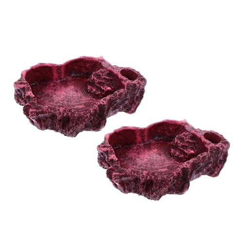 SOIMISS 2 Stück Reptilien Futternapf und Wasserschale im Naturstein Design Dekorative Kleine Schildkröten Eidechsen schüssel für Terrarien und Kleine Reptilien von SOIMISS