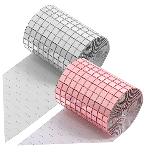 SOIMISS 2 Stück Selbstklebende Acryl Spiegel Mosaikfliesen Roségold Silber DIY Wandaufkleber für Individuelle Dekoration Lichtreflektierende Mosaiksteine mit Glatten Kanten Vielseitig für von SOIMISS