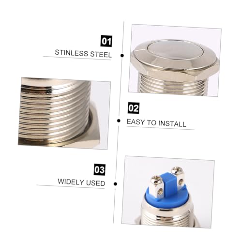 SOIMISS 2 Stück Teiliges Flaches Wasserdichtes Edelstahl Drucktastenschalter Momentaner Metall Knopfschalter für Haushaltsgeräte Tischlampen PC Audio und Steuerkreise von SOIMISS