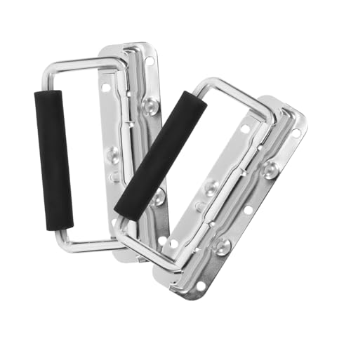 SOIMISS 2 Stück Teiliges Klappbares Metallgriff Federbelastetem Mechanismus und Isolierender Gummigriffabdeckung Robust für Werkzeugkisten Boxen und Industrieausrüstung Leicht Tragbar von SOIMISS