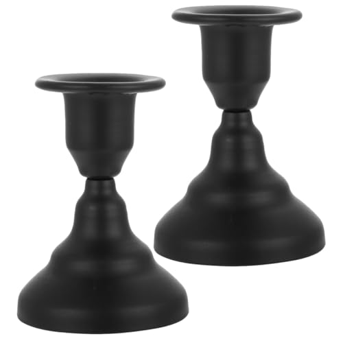 SOIMISS 2 Stück Vintage Metall Kerzenhalter Einzelkopf Retro Kerzenständer aus Schwarz Stilvolle Tischdekoration für Hochzeit Weihnachten Romantisches Abendessen und Wohnzimmer von SOIMISS