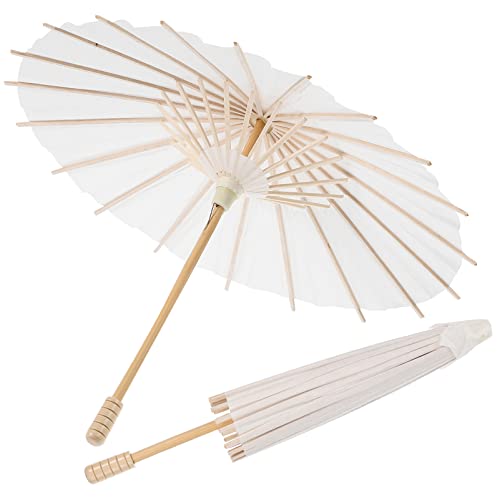 2 Stücke Papier Regenschirm Weiß Farbe Japanischer Chinesischer Papierschirm für DIY Malerei Tanz Fotografie Zubehör Hochzeit Party Dekoration Brautschmuck 30CM von SOIMISS
