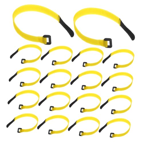 SOIMISS 24 Stück Teiliges Verstellbare Klettbänder aus Nylon Wiederverwendbare Kabelbinder für Kabelmanagement Strapazierfähige Befestigungsriemen für Kabel Schläuche und Seile Lang Gelb von SOIMISS