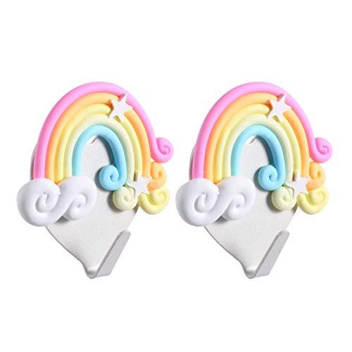 SOIMISS 2pcs Herz Wandhaken Herz zum Aufhängen Taschen Mäntel Handtüchern Hüten Küchenutensilien Nahtlose Klebehaken Garderobenleiste für Küche Bad Tür Wand (Regenbogen) von SOIMISS