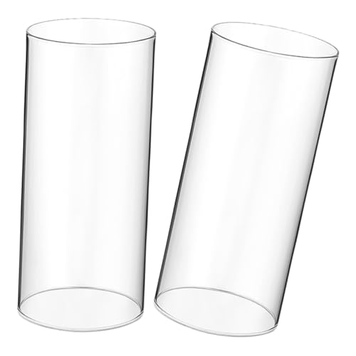 SOIMISS 2stücke Glaskerzenhalter Zylinderform Transparenter Schutzhülle Winddichter Kerzenschirm Haushaltszubehör Klarer Glaskerzenhalter Kerzenabdeckung Glas Kamin Für Kerzen von SOIMISS