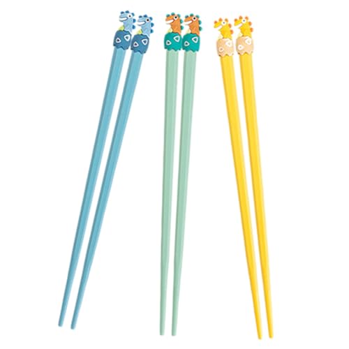 SOIMISS 3 Paare Wiederverwendbare Essstäbchen mit Niedlichem Dinosaurier design Leichte Langlebige Kunststoffstäbchen in Gelb Blau Grün für Sushi Nudelgerichte und Familienfreundliche SOIMISS 3 Paare Wiederverwendbare Essstäbchen mit Niedlichem Dinosaurier design Leichte Langlebige Kunststoffstäbchen in Gelb Blau Grün für Sushi Nudelgerichte und Familienfreundliche von SOIMISS