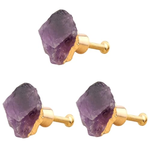 SOIMISS 3 Stück Kristallknauf aus Amethyst mit Messingfassung Eleganter Möbelgriff für Schränke und Kommoden Einfacher Einloch Drehknopf Stilvolle Möbelbeschläge für Wohnzimmer und SOIMISS 3 Stück Kristallknauf aus Amethyst mit Messingfassung Eleganter Möbelgriff für Schränke und Kommoden Einfacher Einloch Drehknopf Stilvolle Möbelbeschläge für Wohnzimmer und von SOIMISS