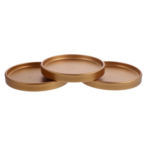 SOIMISS 3 Stück Teiliges Keramik Blumentopf Untersetzer Goldfarbene Runde Pflanzenschalen wasserdichte Pflanzentabletts für Zimmerpflanzen und Sukkulenten Geeignet für Indoor Gartenpflege von SOIMISS