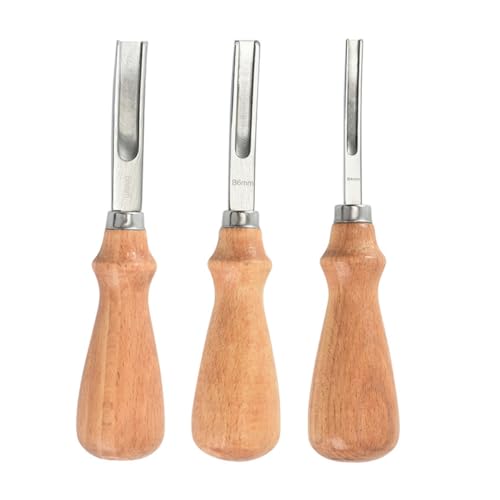 SOIMISS 3 Stück Teiliges Lederwerkzeug Kantenanleimwerkzeuge mit Verschiedenen Schlitzbreiten für Präzises Polieren und Schleifen Ergonomischer Holzgriff für DIY Lederarbeiten von SOIMISS